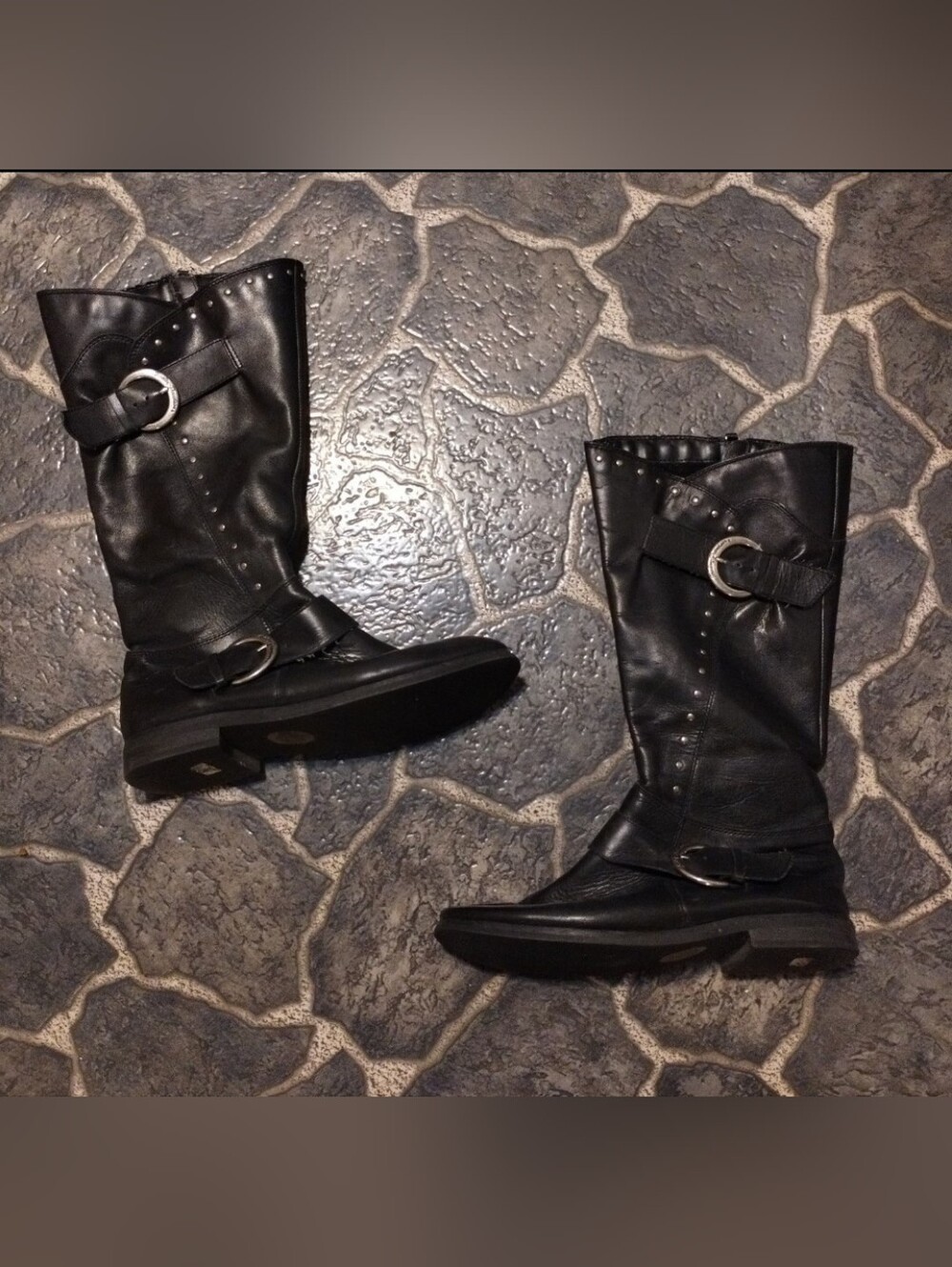Harley Davidson women's black leather motorcycle boots